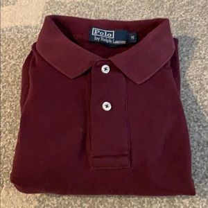 Men’s maroon long sleeve polo